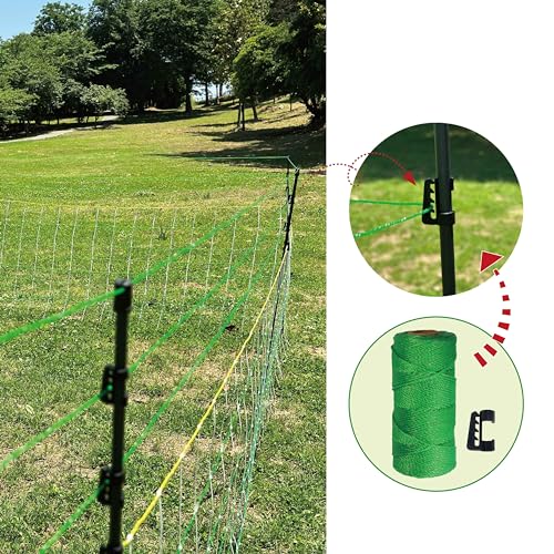2 Pack Premium Electric Semi-Rigid Fence Netting 35.4"H x 98.42'L, Pre-Assembled Posts Raised to 47.2"H, Can Add Additional Polywire to Ensure Safety for Backyards,Homesteads,Gardens,Farms,and Ranches - size: Length 98.4 ft x 2