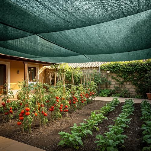 SUNNY GUARD Sun Shade Cloth, 12 x 20 FT Green HDPE Mesh | 65-75% Breathable shade cover creates a cooler space for plants, vegetables, greenhouses, patios, chicken coops, and kennels - color: 70 SHADE-GREEN, size: 12 FT x 20 FT