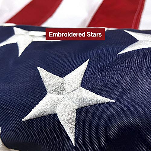 American Flag 5x8 FT Embroidered Stars, Sewn Stripes, Brass Grommets Polyester USA US Flag Long Lasting for Outdoor Use - size: 5x8 Ft Brass Grommets