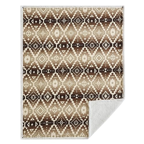 Indigo Hill by HiEnd Accents Chalet 54x68 Brown Sherpa Throw Blanket | Aztec Tribal Navajo Print, Western Southwestern-Style Fleece Blanket for the Couch, Sofa, Bed, or Camping - color: Chalet Aztec