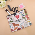 Pet Medicine Cosmetic Bag Watercolor Veterinary Pet First Aid Kit Makeup Bag Portable Travel Pouch Canvas Emergency Bags Gifts For Pet Medication Toiletry Storage Pouches