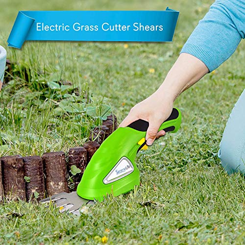 SereneLife Cordless Hedge Trimmer Handheld Grass Cutter Shears Electric Shrub Trimmer with 3.6V Rechargeable Battery, 2-in-1 System Lightweight and Portable Ideal for Lawns and Gardens - color: Dark Green