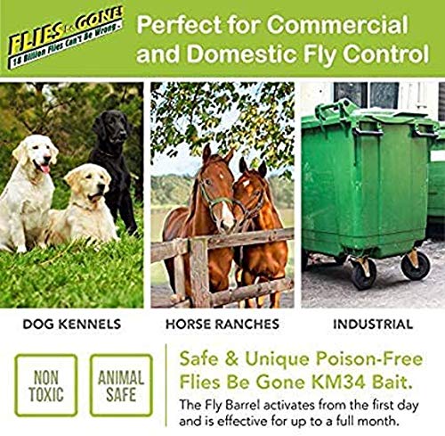 Flies Be Gone Fly Trap – Disposable Outdoor Fly Trap, Protein-Powered Attractant for Farms, Ranches & Patios – Reusable Hanging Fly Catcher, Fast Fly Infestation Control for Livestock & Backyards - size: 2 Traps