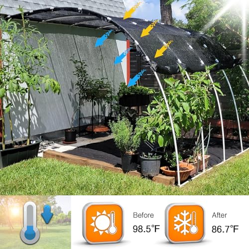 40% Shade Cloth for Garden,14x20 FT Sun Shade Protection | UV Resistant Breathable Black Shade Cover for Greenhouse,Plants,Raised Beds,Vegetables & Flower from Sun,50PCS Zip Ties - size: 14ft x 20ft