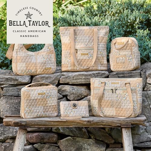 Bella Taylor Large Tote, Quilted Shoulder Bag for Women | Lightweight, 6-pocket large quilted purse, machine washable, zippered top, ultimate organization, durable construction - color: Prairie Meadow Patch