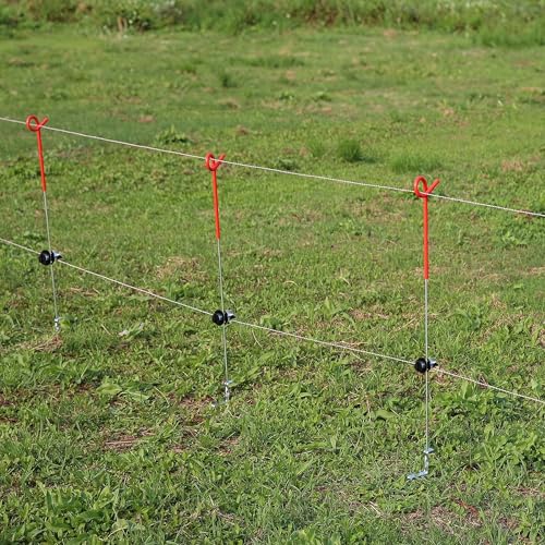 Mingya 25 Pcs Electric Fence Insulators Round Post Clips Electric Wire Insulators Holding for Pig Tail Fiberglass Electric Fence Post - size: 25 pcs