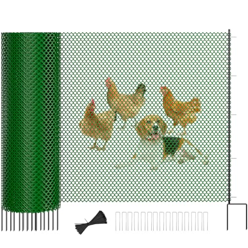 SUNYRISY 40in x 82ft Garden Mesh Fence Temporary Fencing | Outdoor Dog Fence, Chicken Fencing Plastic Netting Animal Barrier for Backyard Dog Poultry Pet Protection, Green Diamond - color: Green Diamond