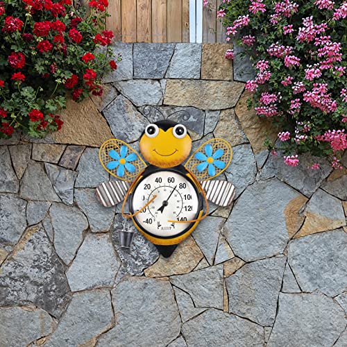 Outdoor Thermometer, Bees Thermometer for Patio, Yard, Garden | Large Number Wall Mounted No Battery Needed Waterproof