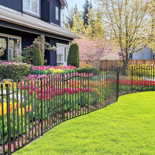 No Dig Garden Fence 32" H x 22.5'L Decorative Yard Dog Outdoor Panels - size: 32 in(H)