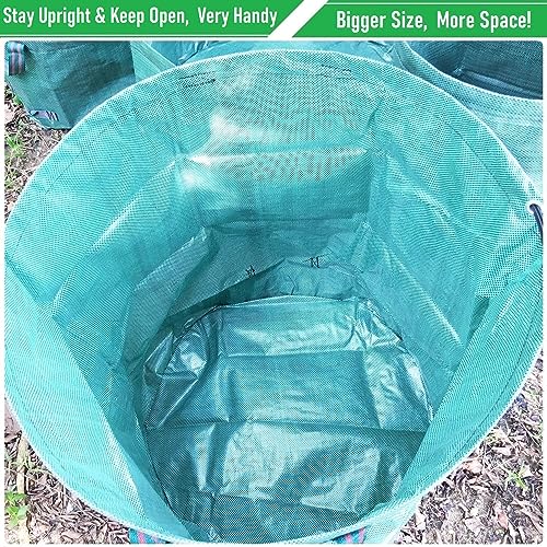 Professional 3-Pack 63 Gallon Lawn Garden Bags Large (D31,H19 inch) Yard Waste Bags W/Gardening Gloves,Standable,Reusable Leaf Bag,Lawn Debris Bin,Garden Trash Container,Plant Trimmings Bag 4 Handles - size: 1 Count (Pack of 3)
