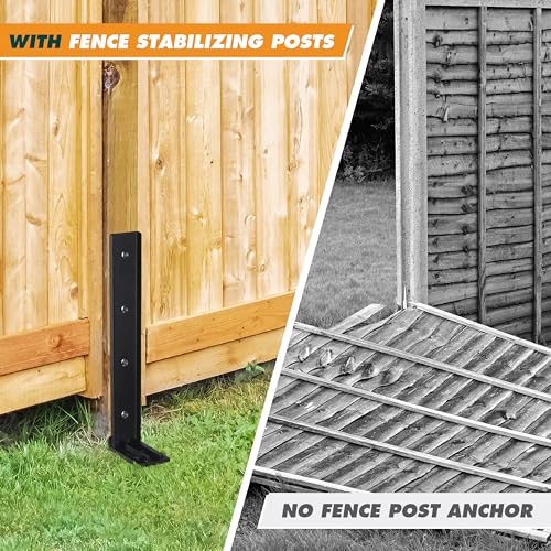 4 Pack Fence Post Repair Kit, Adjustable Steel Ground Stake Anchors | Heavy Duty Fence Post Support With Adjustable Connection To Stabilize Leaning, Loose Or Weakened Wooden Posts For Outdoor Use