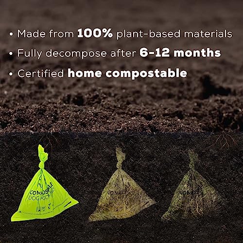 ANECO 100% Certified Home Compostable Dog Poop Bags (135 Count/9 Rolls) | Large Poop Bags for Dogs & Cats, Extra Strong & Leak-proof Pet Waste Bags, California