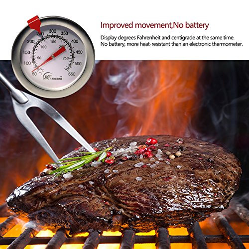 Candy/Deep Fry Thermometer with Instant Read,Dial Thermometer,12" Stainless Steel Stem Meat Cooking Thermometer,Best for Turkey,BBQ,Grill,Analog display - color: 1-pack