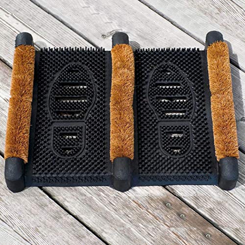 NINAMAR Mud Scrubber Rubber Brush Mat - Scrub & Scrape Muddy Shoes - 2 Pack