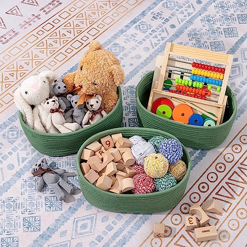CubesLand Cube Shelf Closet Storage Rope Cotton Baskets Bins Set 2 | Woven Basket for Organizing/Storage,Long-lasting &Skin-friendly Toy Storage Basket Bin,Stylish Room Decor ,Green - color: Green, size: 2pcs-small basket