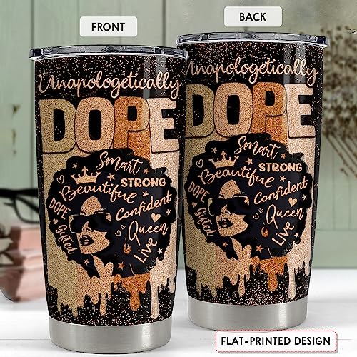 SANDJEST Inspirational Gifts for Women Black Woman Inspiration Tumbler 20oz Stainless Steel Insulated Coffee Travel Mug Cup Motivational Gift for Women Birthday Christmas - color: Black Woman