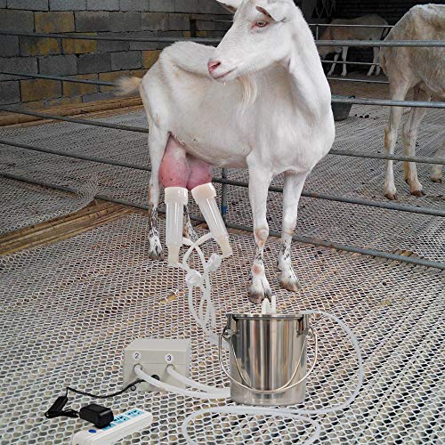 3L Goat Milking Machine,Pulsation Vacuum Electric Milker(Plug-in) | Stable Suction with Stainless bucket