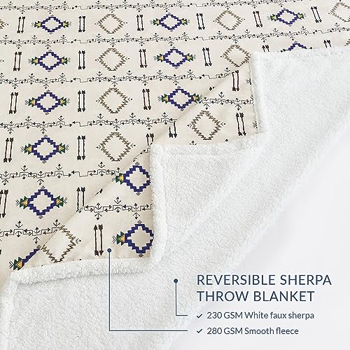 Paseo Road Indigo Hill by HiEnd Accents Arrow Indian 54x68 Throw Blanket | Aztec Tribal Navajo Print, Western Southwestern-Style Sherpa Fleece Blanket for the Couch, Sofa, Bed, or Camping - color: Arrow Aztec