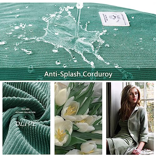 KALIDI Corduroy Tote Bag, Large Slouchy Hobo Messenger Crossbody Bag | Anti Splash Zipper Side Pockets Shoulder Bag Adjustable Strap Lightweight Casual Work Shopping Women - color: Green