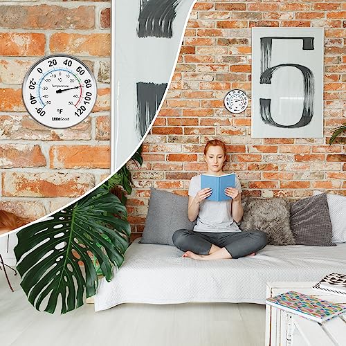 5” Indoor Outdoor Thermometer - Analog Thermometer gauges for Temperature Updated, Round Dial Metal Wall Thermometers Large Numbers for Home, Patio, Room, Greenhouse, Garage, Decorative
