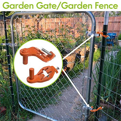 T-Post Gate Hinge Pins - Heavy Duty Gate Hanger, Hang a gate from a Metal T Post, Steel Gate Hinges Target Hanger for Farm Gate, Garden & Backyard Gate, Easy to Install (Patent) - color: Orange