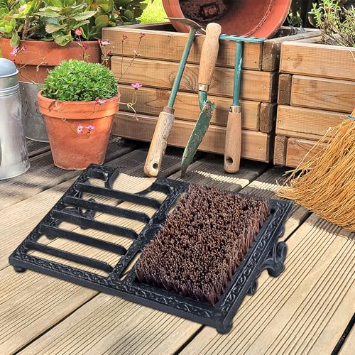 Cast Iron Boot Brush Scraper Outdoor，Heavy Duty Shoe Scrapers with Brushes, Boot Scrubber and Boot Cleaner Brush for Entryway, Garden, Farm - color: Cast Iron Boot Brush