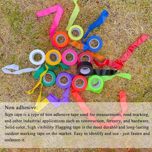 10 Pack Green Flagging Tape, Non-Adhesive Plastic Ribbon Neon Marking Roll | 1inch*2000ft, Marking Tape for Tree Marking, Hunting, Boundaries and Hazardous Areas,Trail Marking - color: Green - 10pack