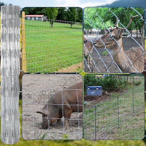 Garvee Farm Fence 4ft x 328ft Galvanized Wire for Livestock Deer Goat Hog | Rustproof Barrier for Cattle, Deer, Goat, Yard & Pasture Livestock Protection ﻿ - size: 4 x 328FT