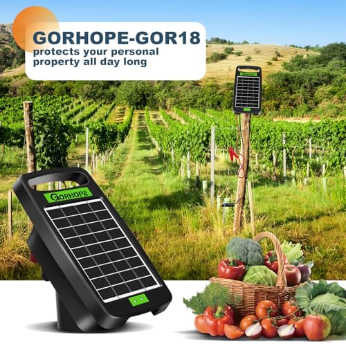 10 Miles Solar Electric Fence Charger,0.18J Powered 24-Hour Protection | Solar Electric Fence with Tempered Glass Solar Panel,14-Day Continuous Protection Without Sunlight,for Livestock Protection - style: GOR18 (10M0.18J)