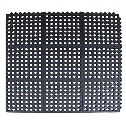 Anti-Fatigue Rubber Floor Mat - NANBOWANG Commercial Grade Interlocking Non-Slip Recycle Tyre Floor Mats for Restaurant Kitchen Bar Garden Outdoor Wet Area(36"x 36") - size: 36"L x 36"W x 0.8"Th