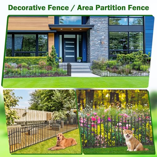 No Dig Garden Fence 24" H x 22.5'L Decorative Yard Dog Outdoor Panels - size: 24 in(H)