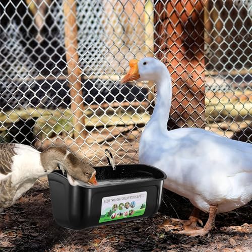 Chicken Feeder Waterer, 6 Pack Duck Feeder Supplies, Hanging Fence Feed Trough with Clips for Goat, Sheeple, Piglet, Gooses, Turkeys, Dog Livestock Poultry, Black - color: 6 pack Black