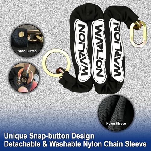 WARLION Heavy Duty Security Chain, 3ft x 3/8in Thick, 3.8lbs, Anti-Theft & Cut-Proof Motorcycle Chain with Cinch Ring - Secure Generators, Trailers, ATVs, Ebikes, & 2-Wheeled Vehicles (No Lock) - size: 3ft-3/8in