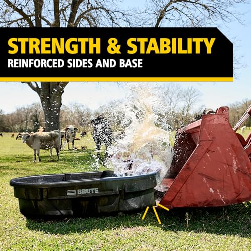 Rubbermaid Commercial Products Stock Tank, 50-Gallons, Structural Foam, Heavy Duty Container, for Livestock/Animal/Cattle Feed & Water, Outdoor Homemade Pool/Hot Tub/Bathtub, & Pet Cleaning/Dog Wash - size: 50 Gallon