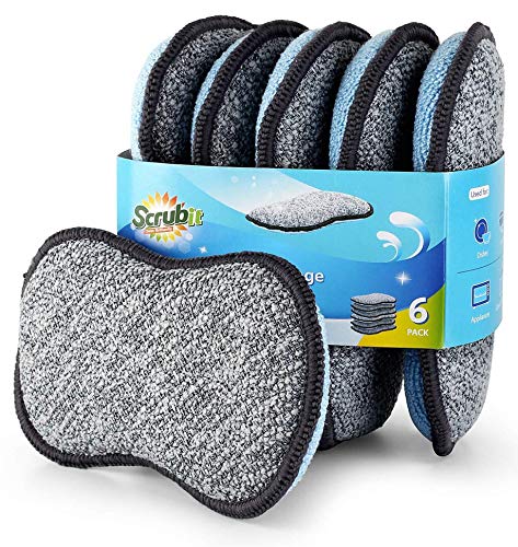 Multi-Purpose Sponges Kitchen By Scrub-it - Non-Scratch Microfiber sponges for Cleaning, Along with Heavy Duty Scrubbing Power - Reusable Dish Sponge for Dishes, Pots and Pans (6 Pack, Small) - size: Small (Pack of 6)