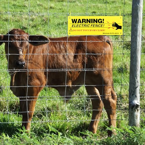 Electric Fence Warning Signs with Zip Ties 10 x 3.5 Inch Plastic Yellow Electric Fence Safe Signs Caution Warning Sign for Danger Electric Fence Sign Farm Home(Upgraded Sun Protection) - color: Yellow New