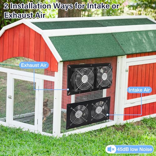 Fanspex Solar 2 Fan Kit Waterproofed for Chicken Coop, Greenhouse & Shed | High Velocity Solar Powered Fans for Outdoor Intake or Exhaust Air - size: 2 Fan Kit