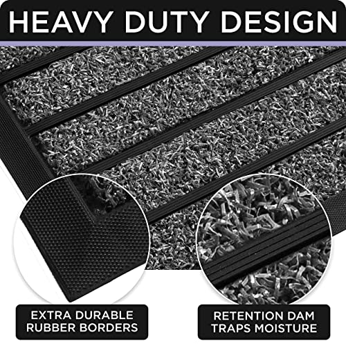 Ubdyo Extra Durable Door Mat Outside Entrance (30" x 17", Bright Grey) | Dirt Trapping, Non-Slip Backing, Indoor or Outdoor Use, Welcome Mat, Low Profile, Natural Rubber, Stain Fade Resistant - color: Bright Grey, size: 30" x 17" (Rectangular)