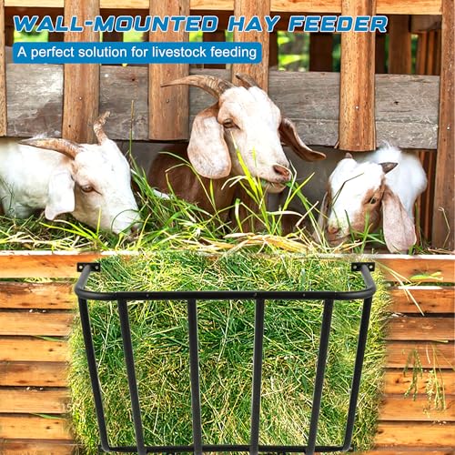 Hay Feeder Goat, 24.8 x 21.26 x 12.2 Multiple Sided Goat Hay Rack Suitable for Farms, Stables, Heavy Duty Galvanized Metal Wall Hay Rack for Sheep Horses, etc - size: 24.8 INCH