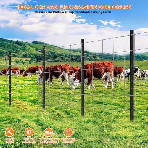 11 Pack Metal Fence Posts,4 FT Garden Fence Post,T Post for Wire Fence, No Dig Steel U Post Fencing，Black Garden Stakes for Temporary Fencing, Electric Fence Wire, Corner Anchor - size: 4ft-11PCS