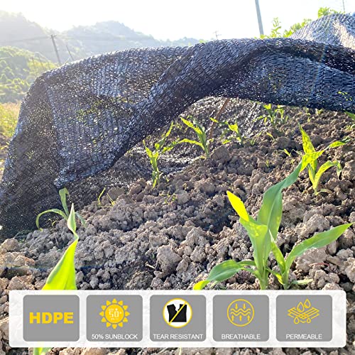 50% Shade Cloth for Garden, 10x12FT Black Sun Shade Cover | HDPE Fabric, Mesh Tarp without Grommets for Plants, Greenhouse, Patio, Chicken Coop - size: 10FT x 12FT