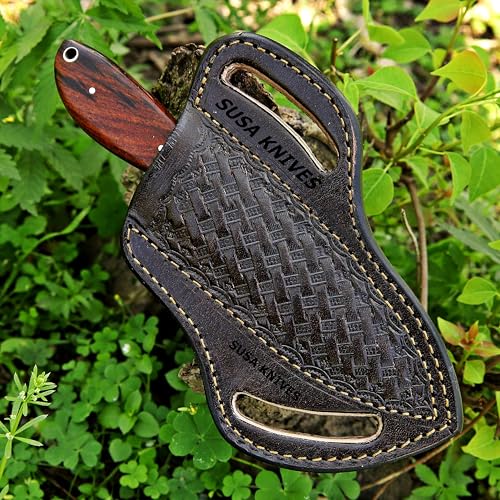 Custom Handmade 7'' fixed blade hoof rasp knife Cow boy knife Turquoise Handle Damascus steel Bull cutter, cowboy knives with pancake leather sheath (WOOD) - color: WOOD