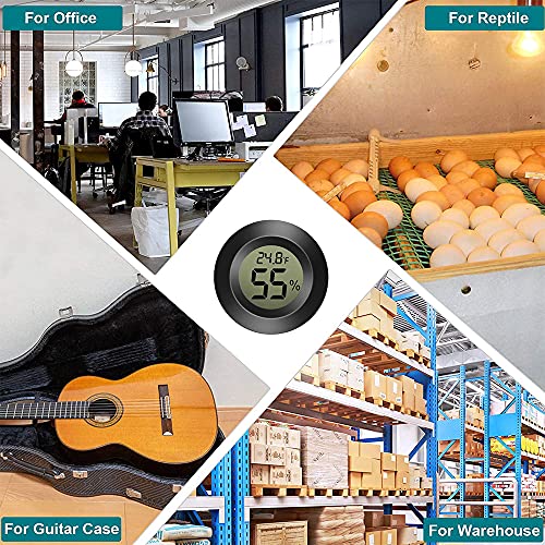 6-Pack Mini Hygrometer Thermometer Digital LCD Monitor Indoor/Outdoor Humidity Meter Gauge Temperature for Humidifiers Greenhouse Reptile Fahrenheit(℉)/ Celsius(℃)