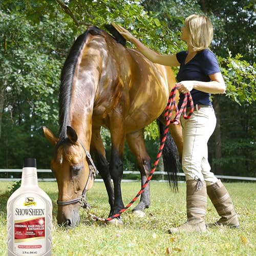 Absorbine ShowSheen Hair Polish & Detangler, 32 fl oz Refill Quart Bottle | Mane & Tail, Pro-Vitamins, Silk Proteins, Lustrous Shine, Reduces Hair Breakage, Promotes Longer Healthy Hair, Horses & Dogs - size: 32 fl oz Refill (No Sprayer)