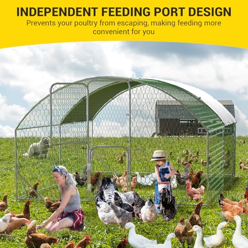 GarveeLife Large Metal Chicken Coop, Metal Chicken Run with Reinforced Triangle Support & Double Doors, Outdoor Walk-in Poultry Cage for Yard, 9.8x13.1x6.5 FT - size: 9.8' x 13.1' x 6.6'