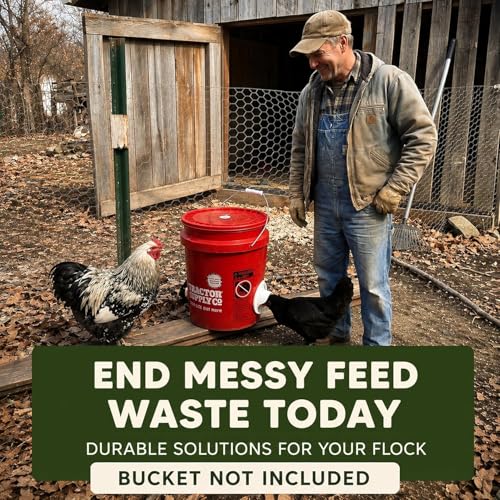 Poultry Pro Feeder DIY Port PVC Gravity Fed Chicken Feeder 4 Ports and Hole Saw | Use for Buckets, Barrels, Bins, Troughs | Rain Proof, Weather Resistant, No Waste Chicken Feeders | As Seen on Shark Tank, Gravity Fed Chicken Feeder, for Buckets, Barrels,