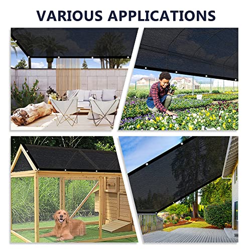 VICLLAX 70% Shade Cloth, 6x10FT Durable Black Mesh Trap with Every 3 FT Grommet, Sun Shade Fabric Netting for for Plants Cover, Greenhouse, Chicken Coop, Barn Kennel, Garden Patio - size: 70%-06 x 10 FT