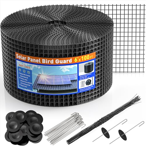 Solar Panel Bird Guard, 6in x 100ft with 70 Fastener Clips | PVC Coated Welded Wire Mesh Critter Guard for Solar Panels, Solar Screen for Pigeon Netting Bird Squirrel Proof - color: 6IN x 100FT
