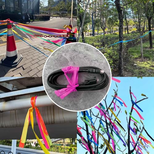 2 Pack Pink Flagging Tape, Non-Adhesive, 1"*294ft | Plastic Ribbon Neon Marking Roll, Marking Tape for Tree Marking, Hunting, Boundaries and Hazardous Areas,Trail Marking - color: Pink-2pcs