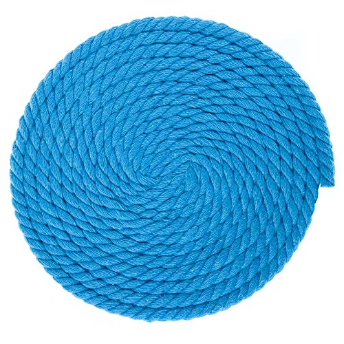 Twisted Natural Cotton Rope - 1/4 Inch - Solid Colors - Available in Lengths of 10 Feet, 25 Feet, 50 Feet, and 100 Feet - color: Cyan, size: 10 feet